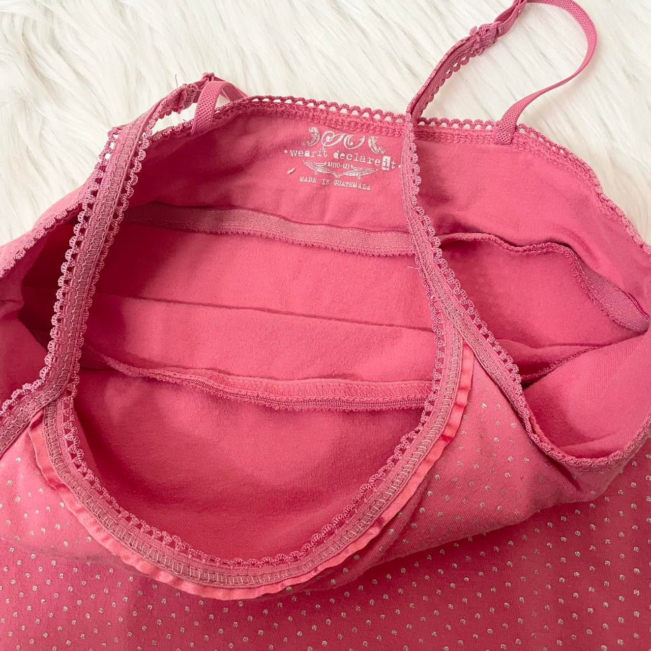 so.. pink polka dot cami top