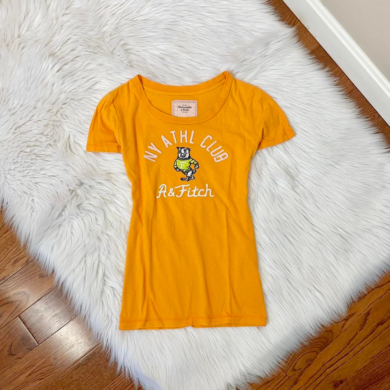 abercrombie orange embroidered logo baby tee