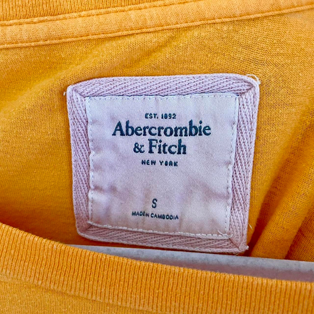 abercrombie orange embroidered logo baby tee