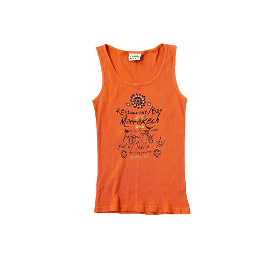 y2k orange boho graphic tank top S