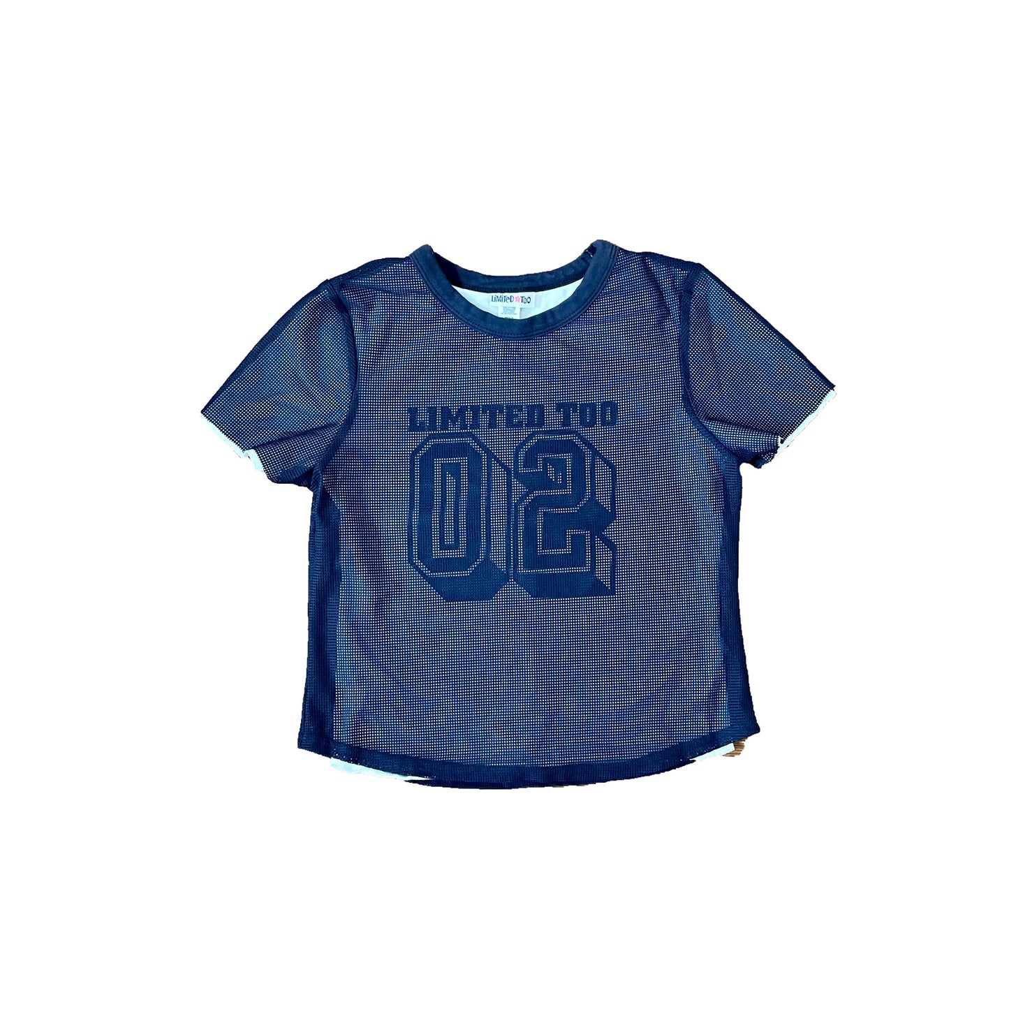 limited too blue mesh baby tee XXS