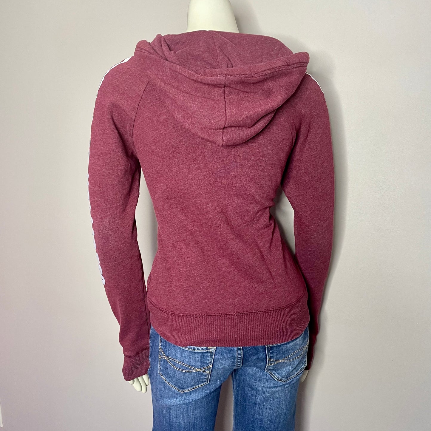 hollister burgundy zip hoodie XS