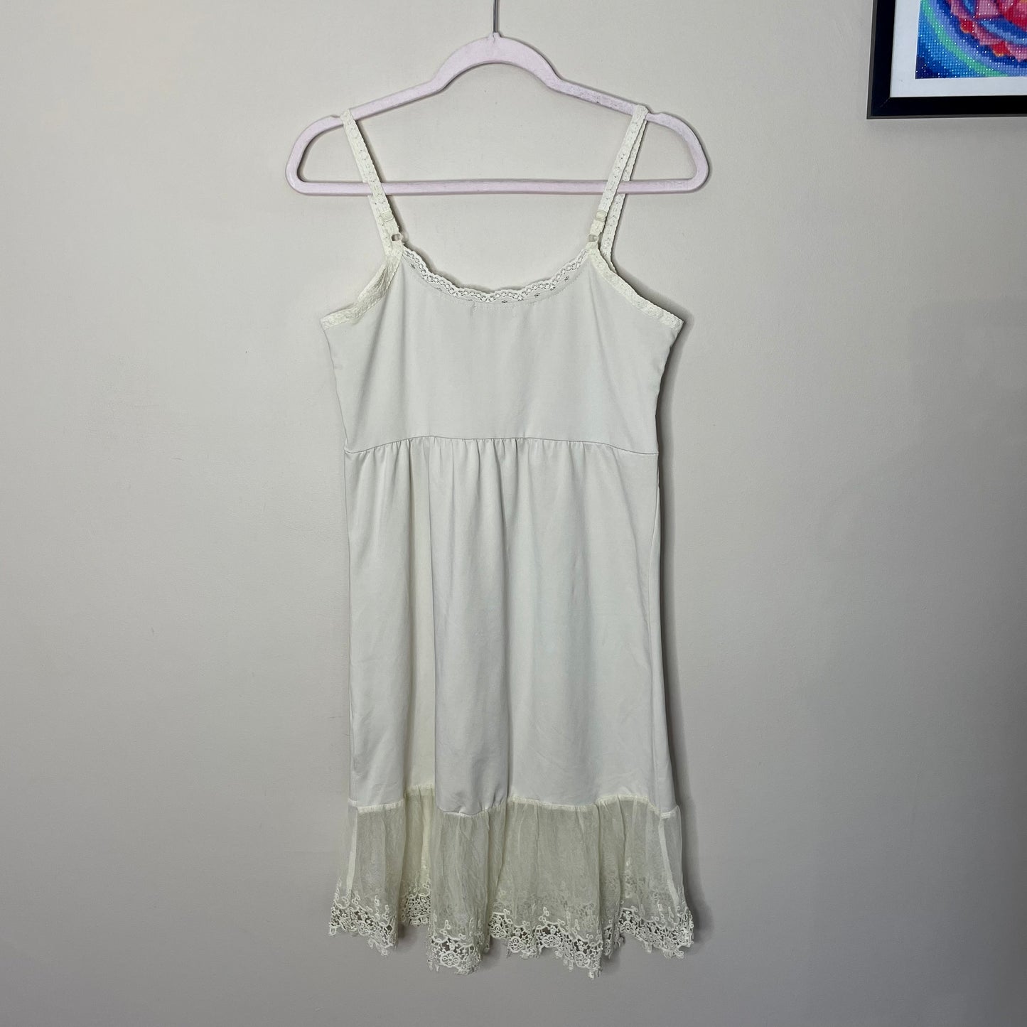 cream lace babydoll slip dress M