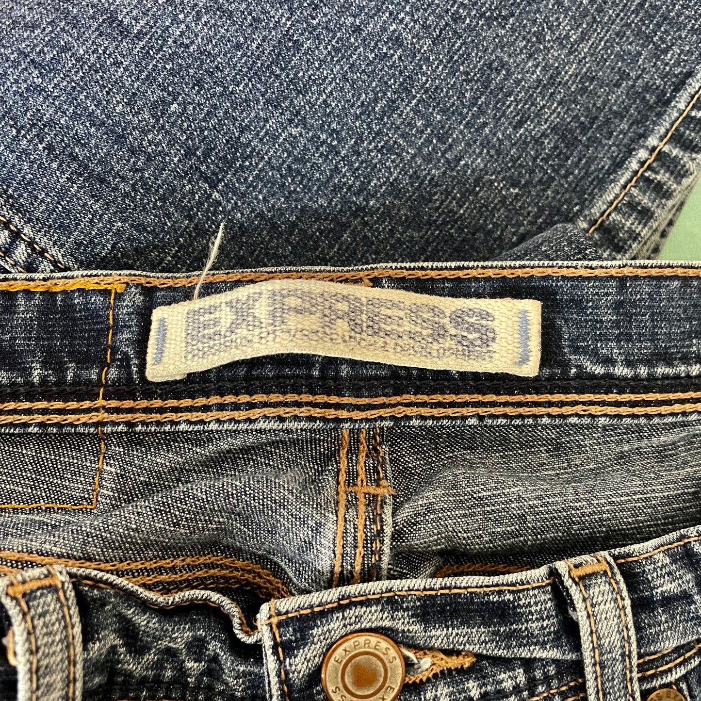 express boot cut dark wash jeans 1/2s