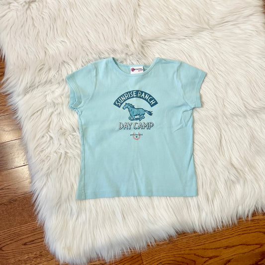 genuine girl baby blue horse tee fits XS