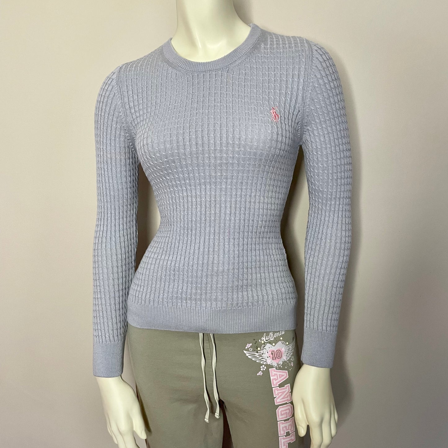 #NEWITEM y2k gray preppy cable sweater XS