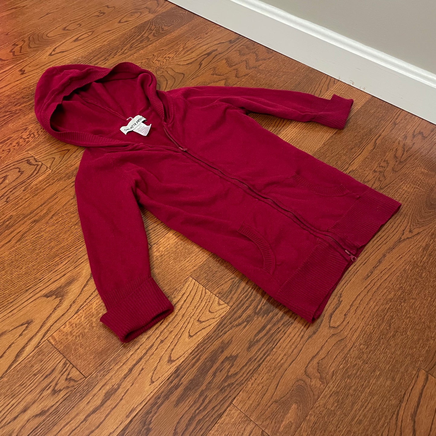 #NEWITEM sweater project burgundy double zip hoodie S