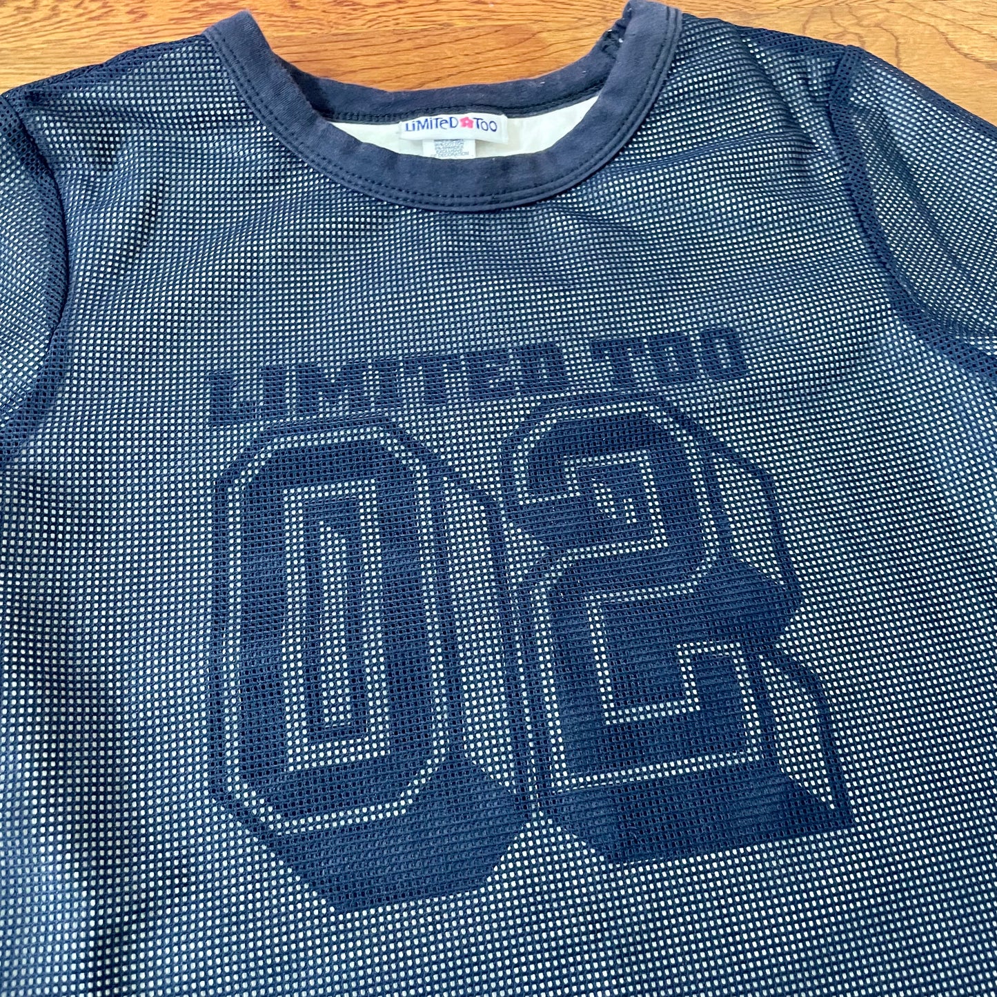 limited too blue mesh baby tee XXS