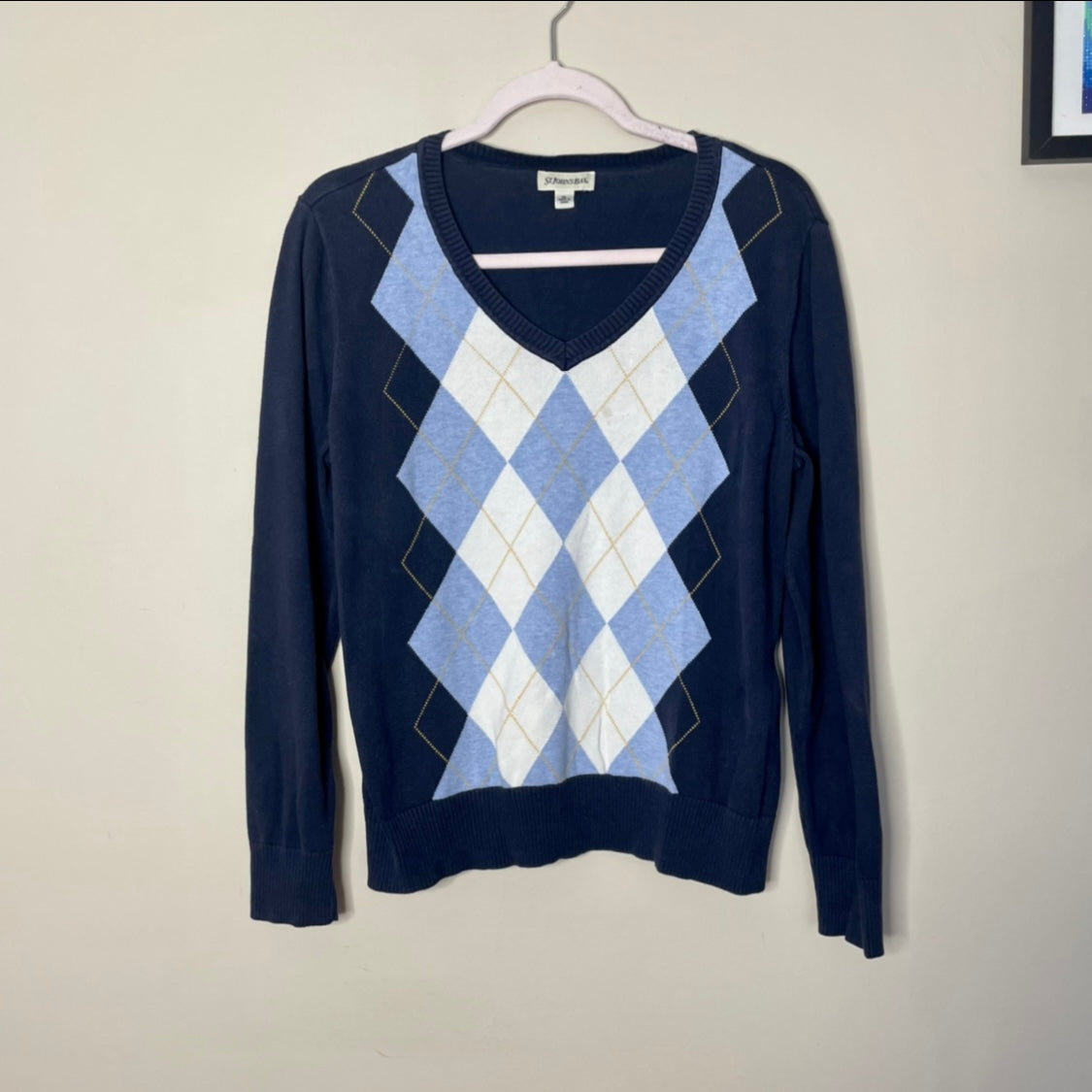 #NEWITEM st john’s bay navy argyle sweater XL