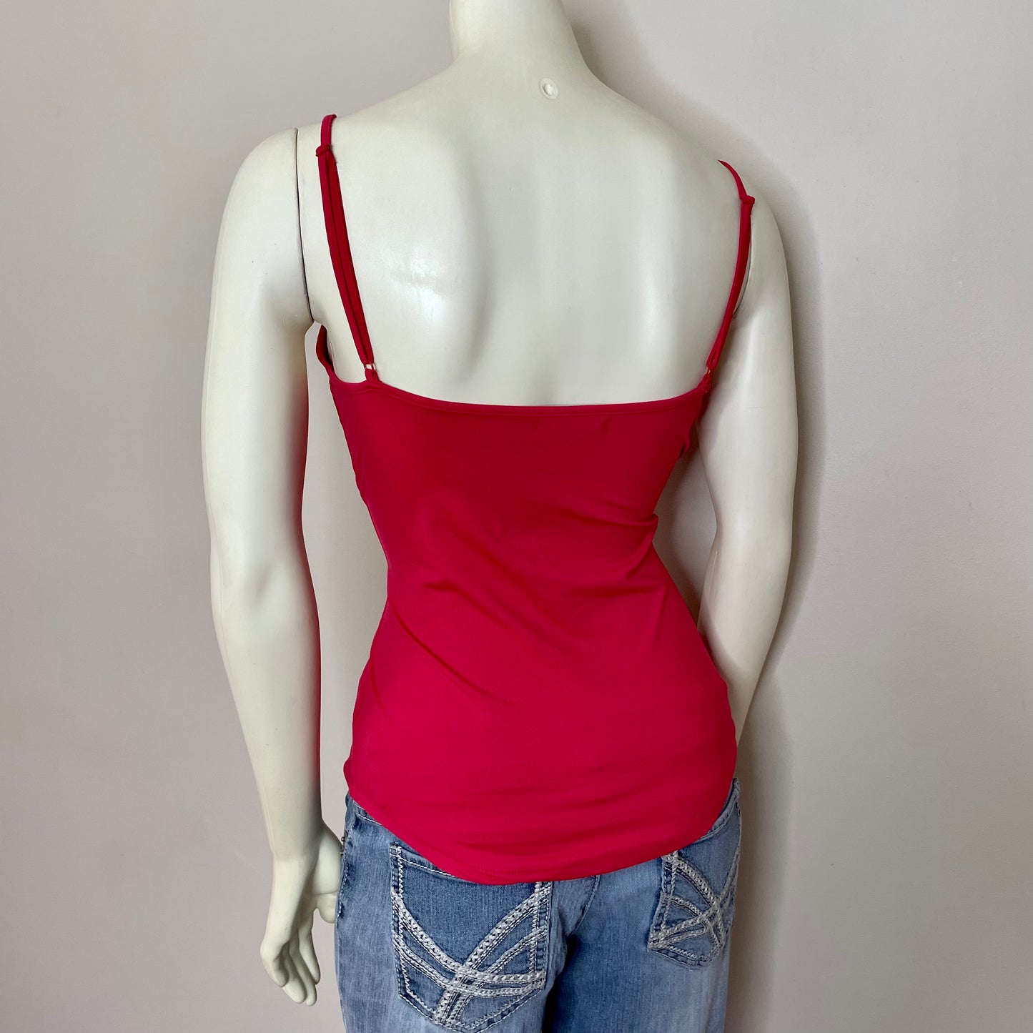 zara red lace trim cami top