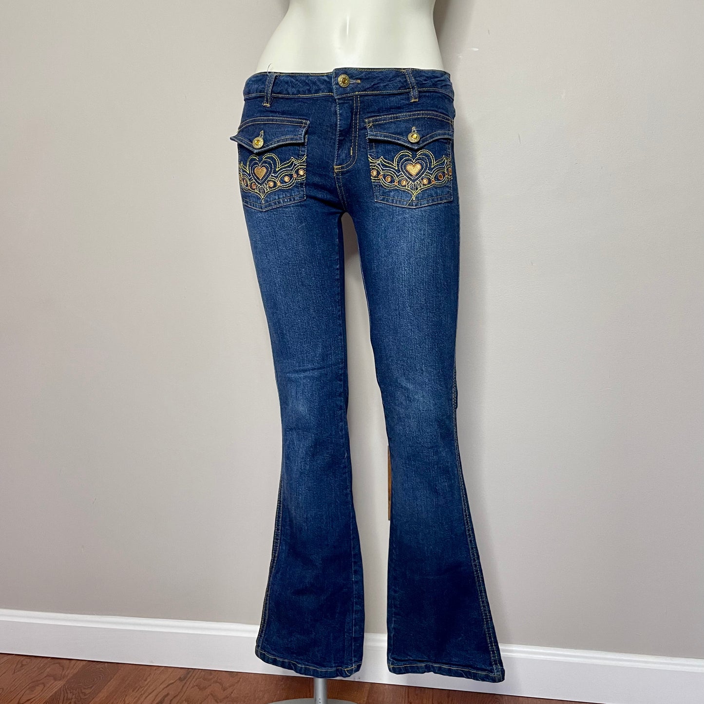 candy queen embroidered boot cut jeans 24”