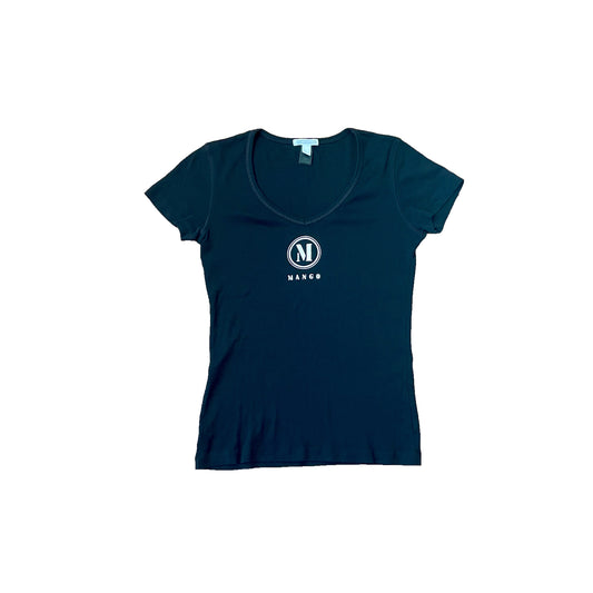 mango black logo baby tee XS