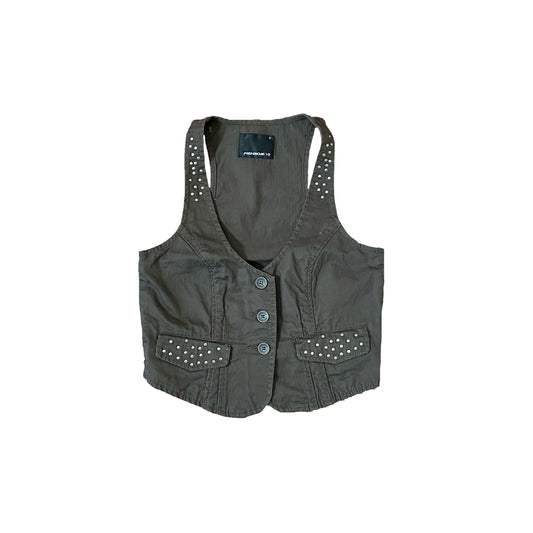 fishbone brown studded vest S