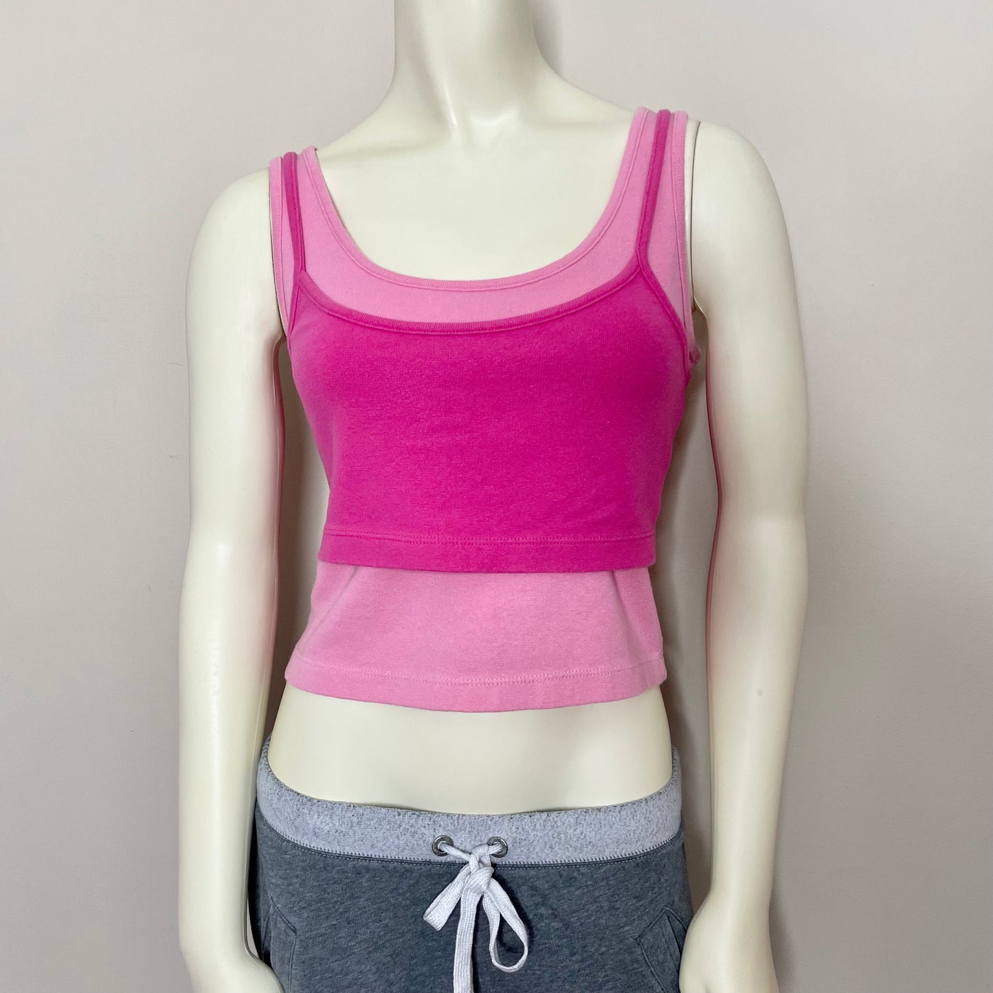 no boundaries pink double layered tank top M