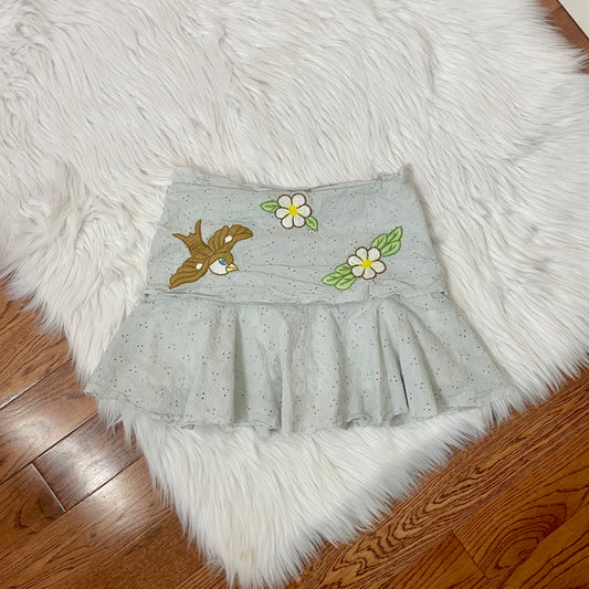 monkey wear embroidered eyelet mini skirt 0