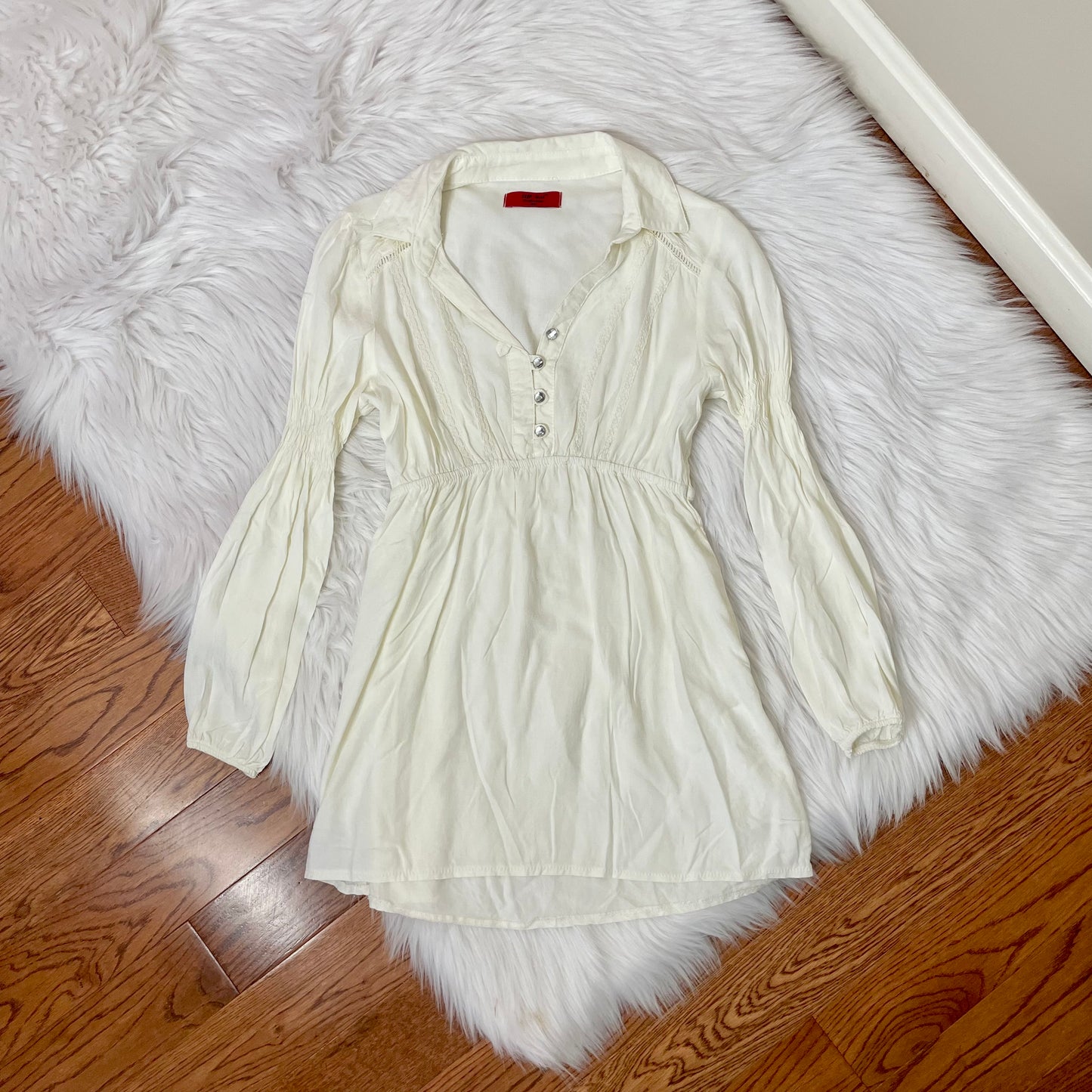 allred white babydoll blouse XS