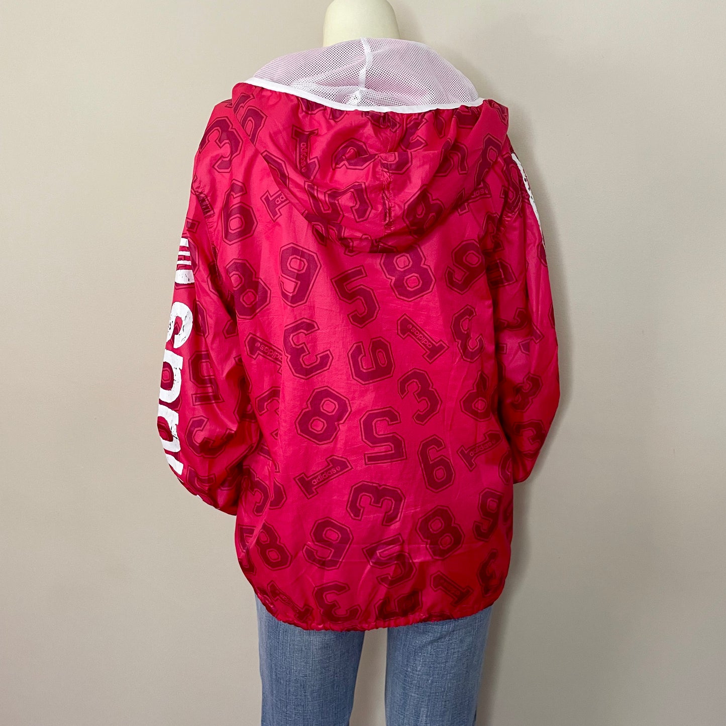 adidas hot pink printed windbreaker jacket S