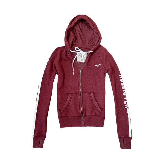 hollister burgundy zip hoodie XS