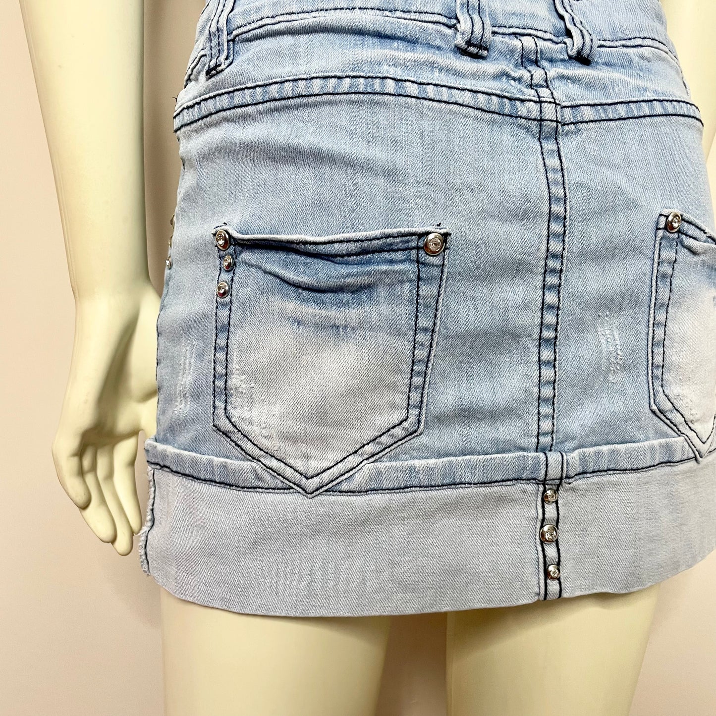 y2k denim halter mini dress M