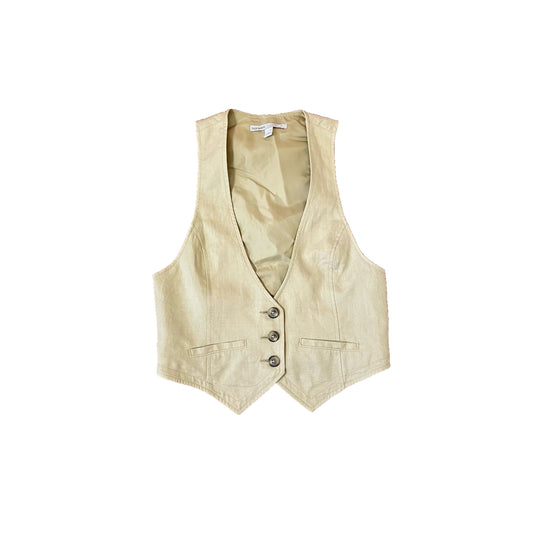 old navy tan linen vest M