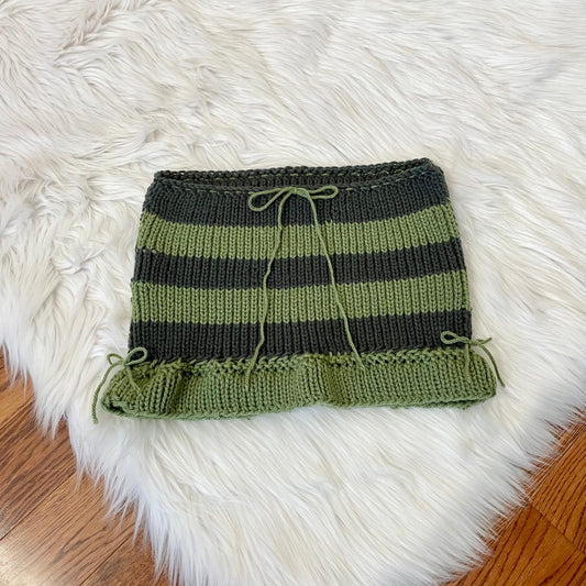 handmade green striped mini skirt XS