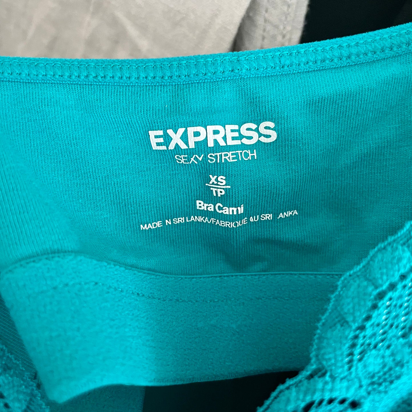 express teal green lace cami XS