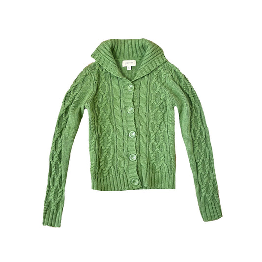 #NEWITEM st john’s bay green cable cardigan S