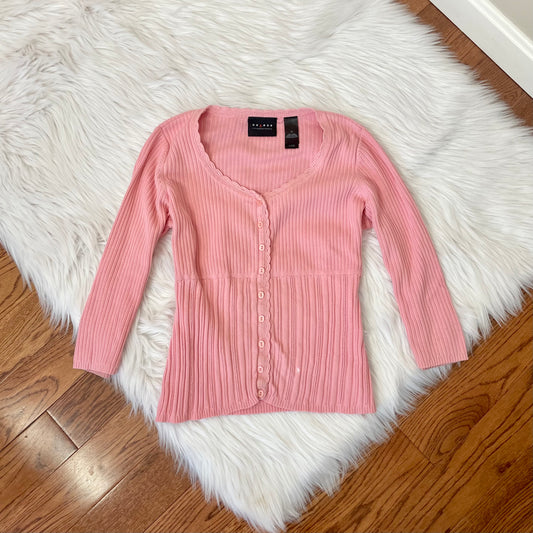 liz claiborne pink babydoll cardigan sweater M