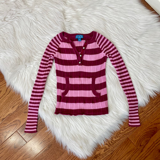 y2k pink striped sweater fits XXS