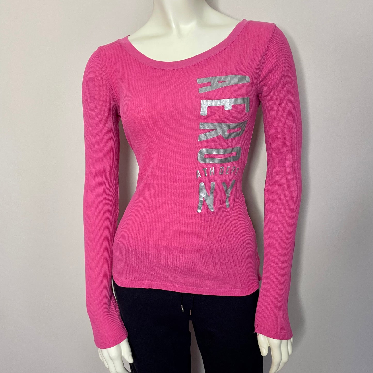 aeropostale pink logo thermal long sleeve S