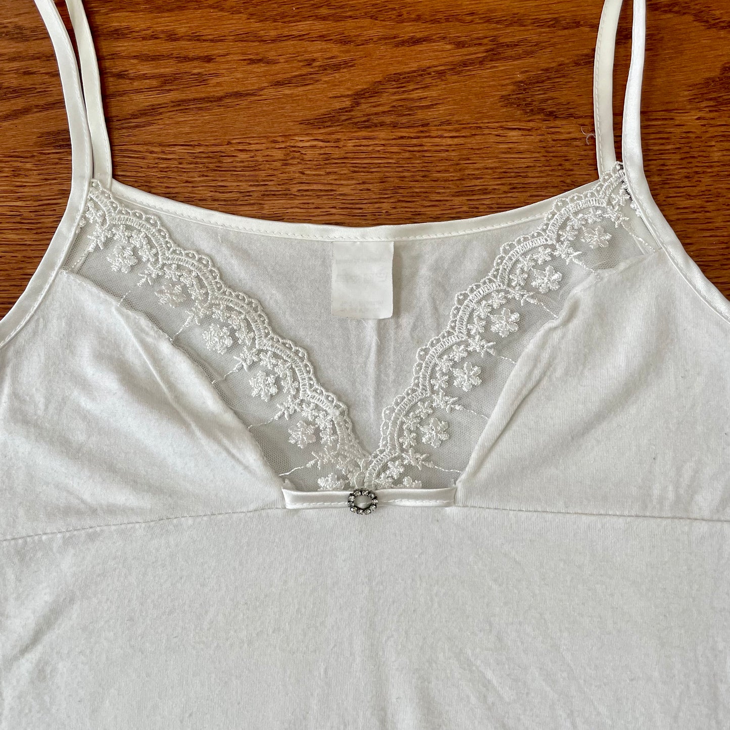 y2k white lace trim babydoll cami top