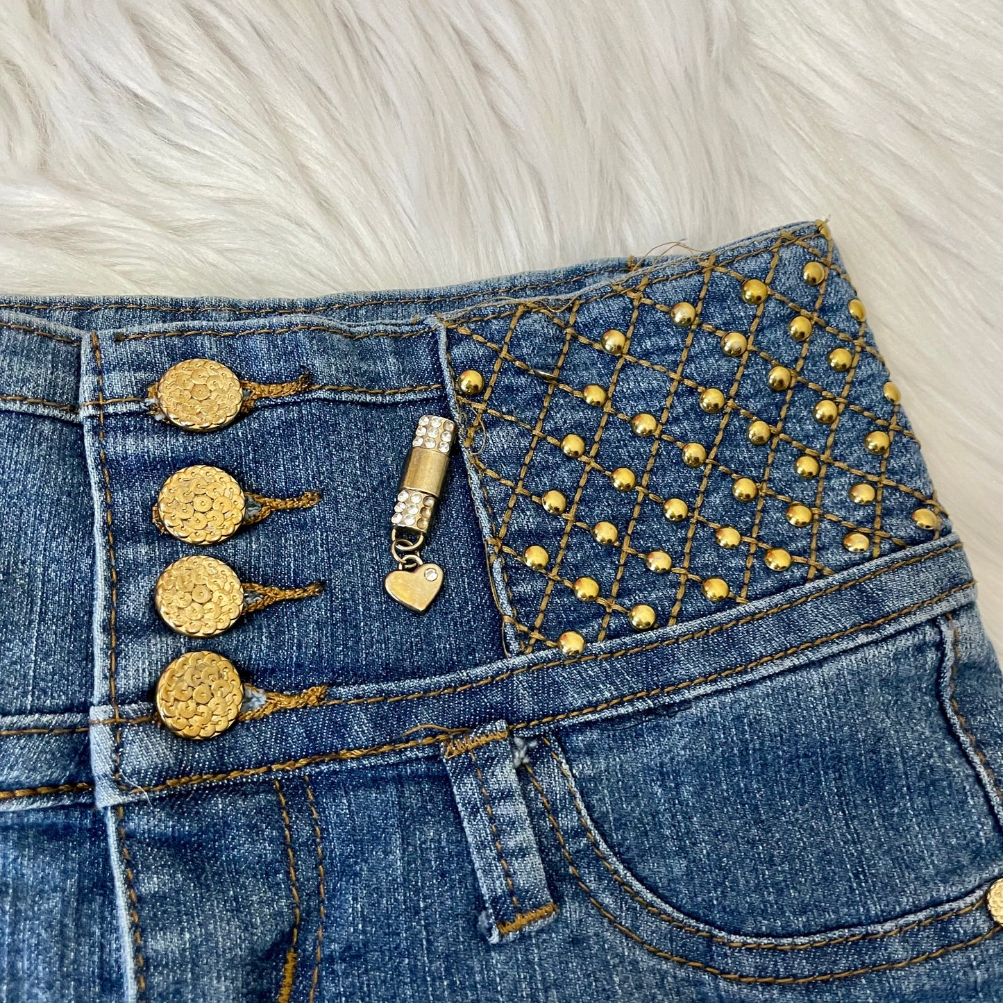 lizz jeans studded mini skirt XS