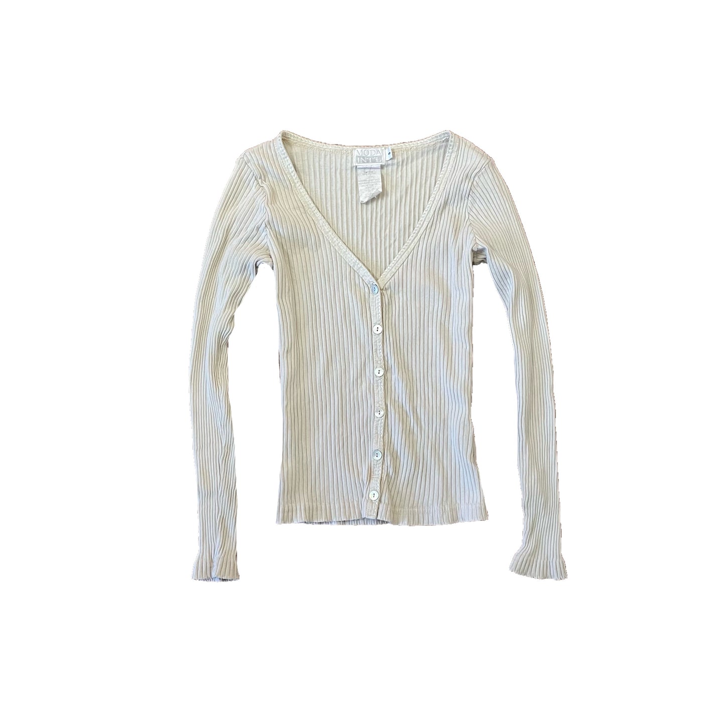 moda international ribbed button top S