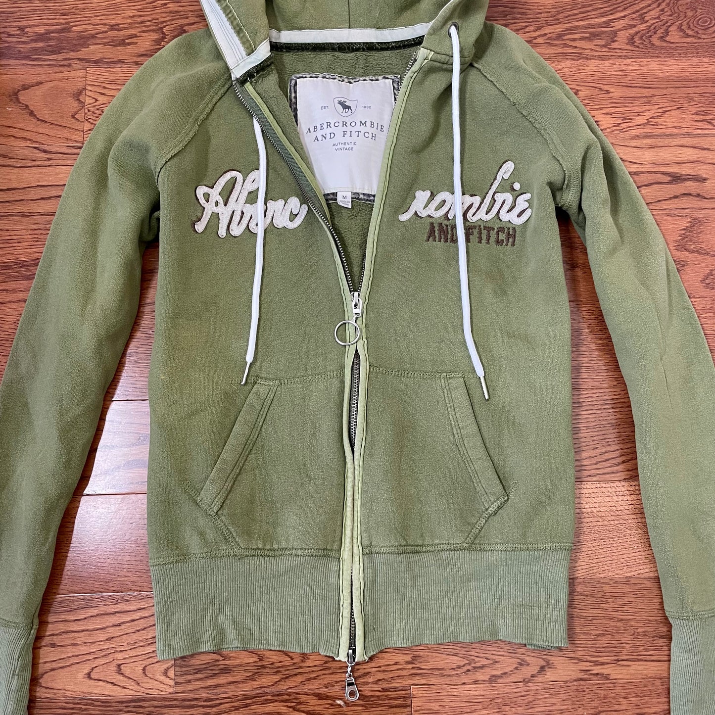 #NEWITEM abercrombie green double zip hoodie M