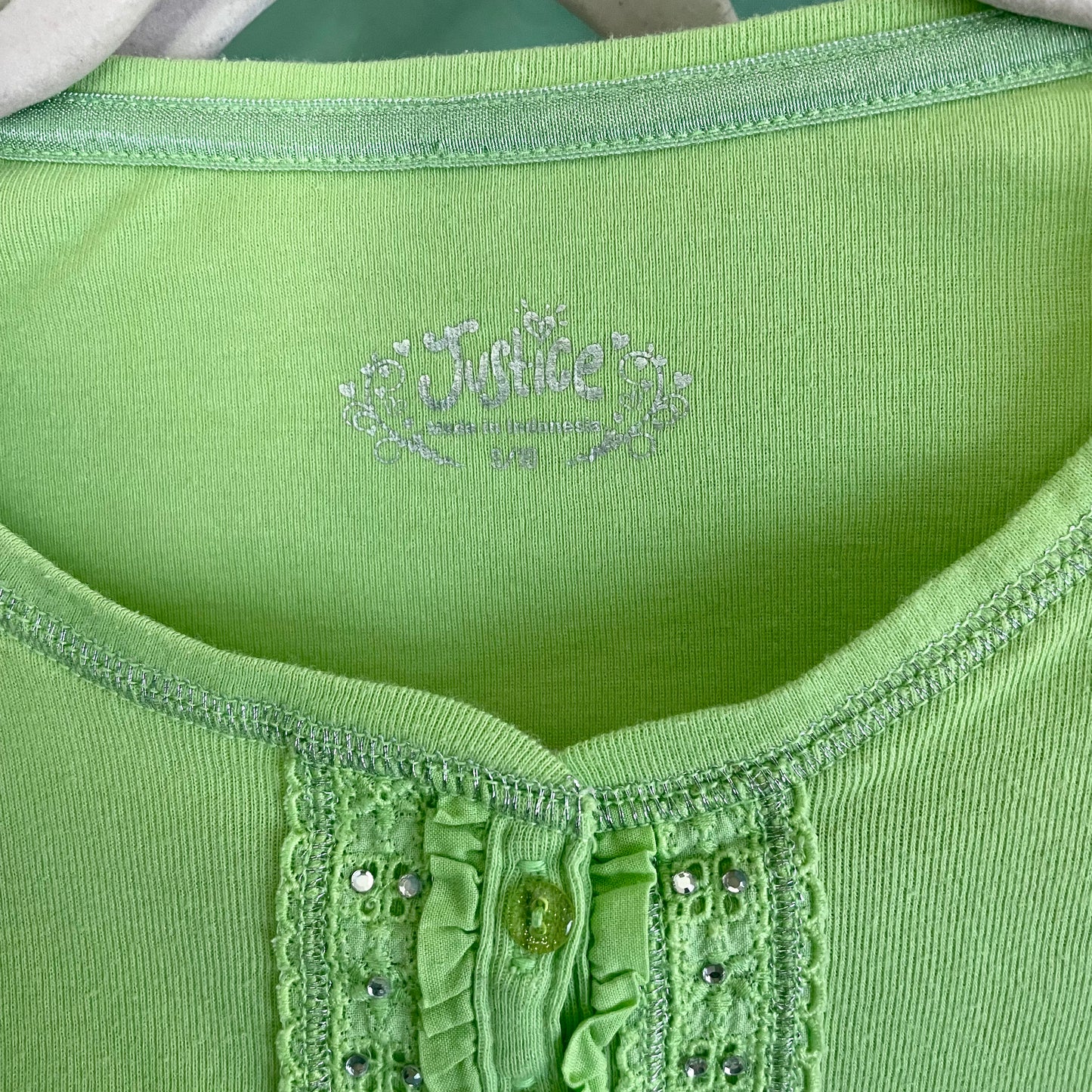 justice green babydoll top XS