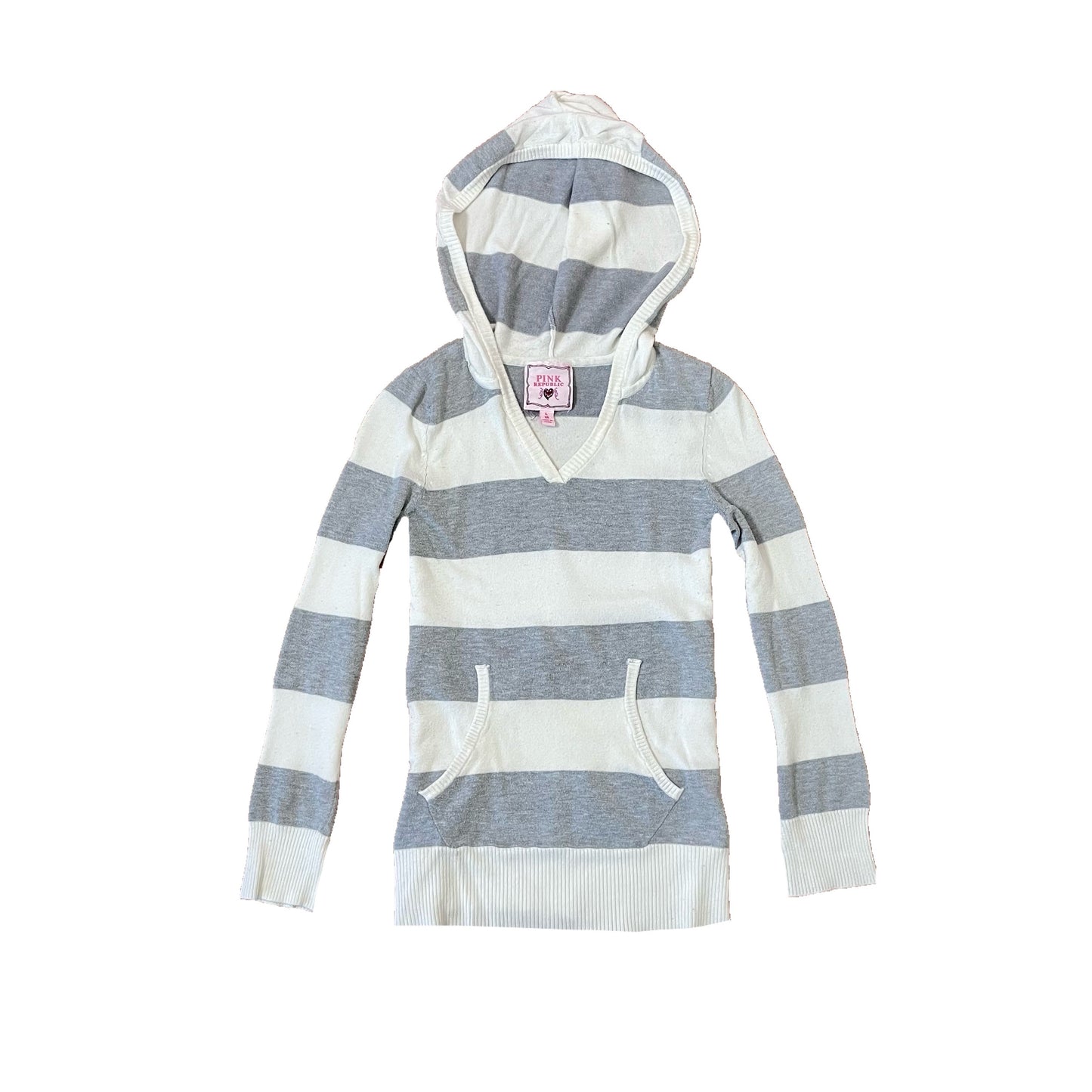 #NEWITEM pink republic gray stripe hoodie XS