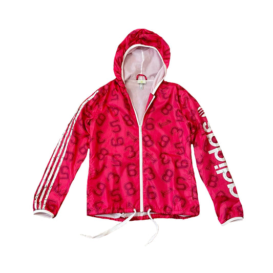 adidas hot pink printed windbreaker jacket S