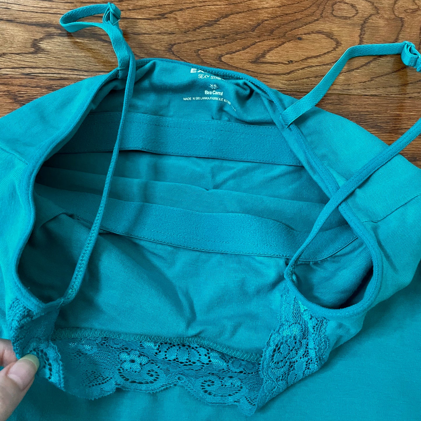 express teal green lace cami XS