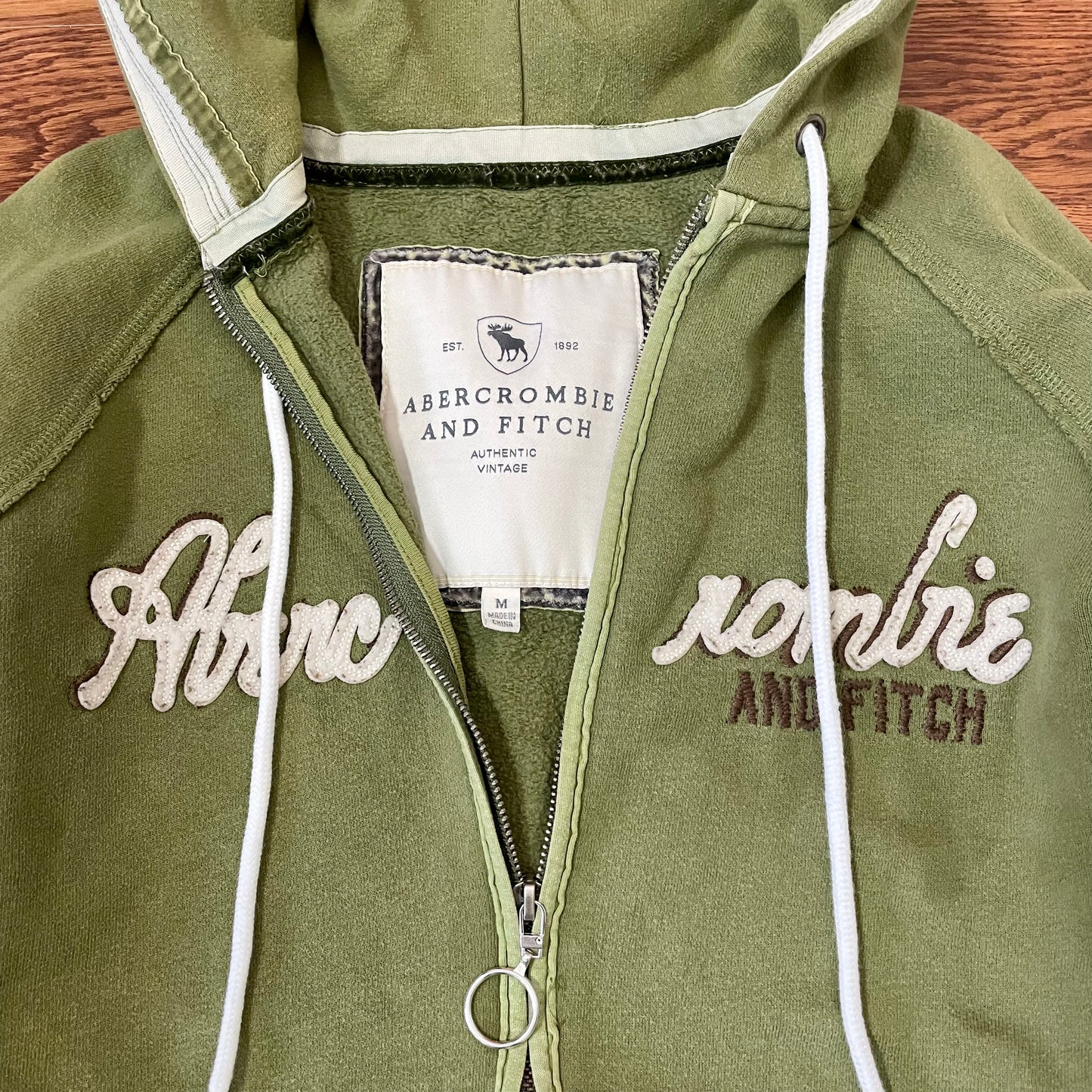 #NEWITEM abercrombie green double zip hoodie M