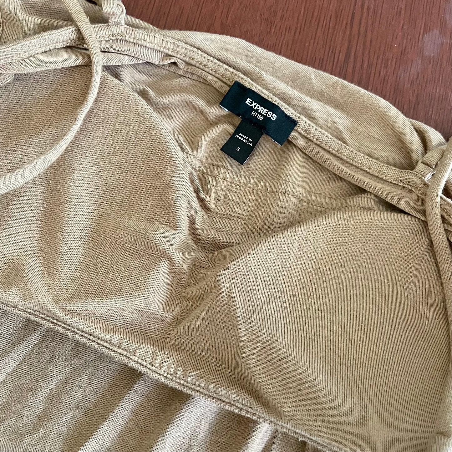 express tan cami top with bra inside S