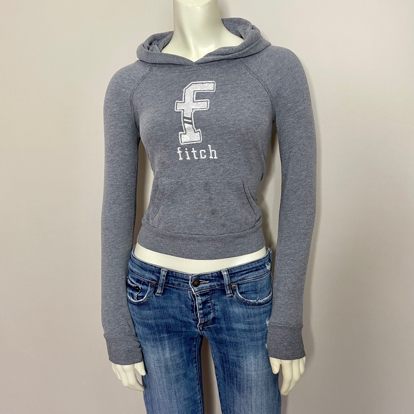 abercrombie gray pull over hoodie XS