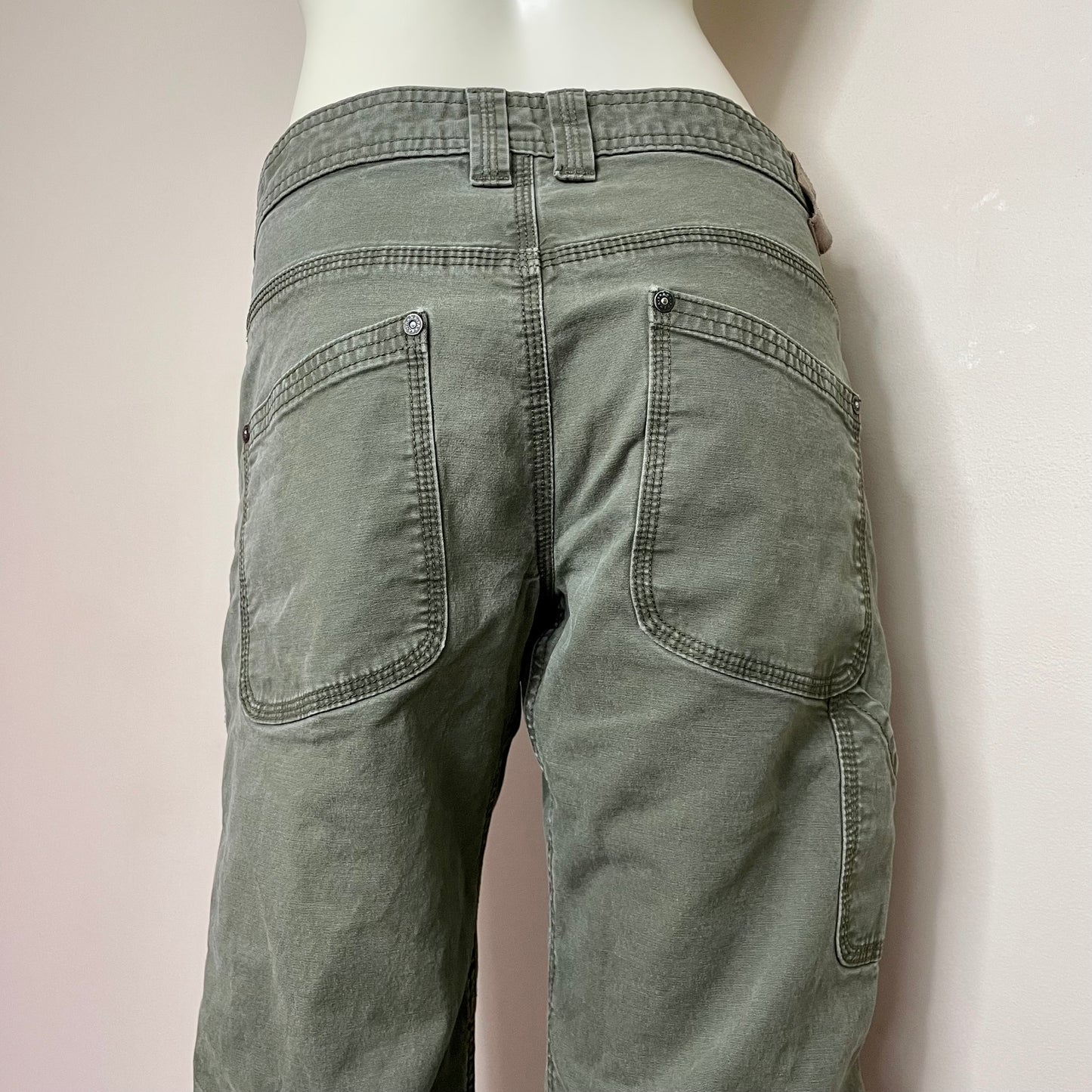 prana army green cargo pants 26