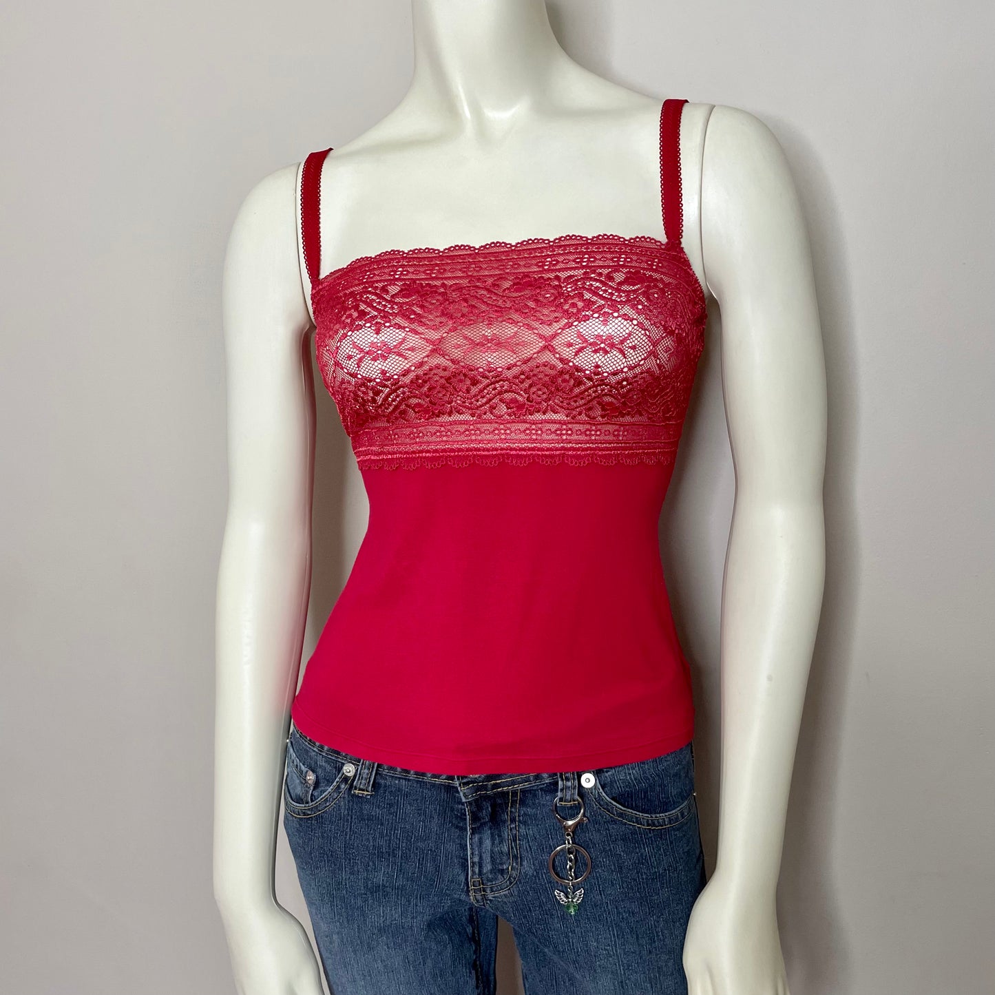 etam red lace babydoll cami M