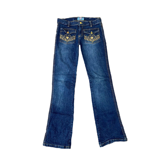 candy queen embroidered boot cut jeans 24”