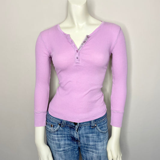 greendog purple henley long sleeve top XS