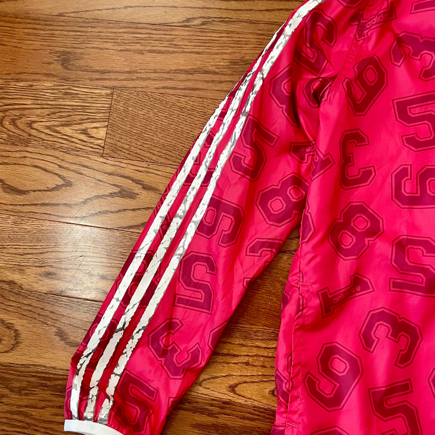 adidas hot pink printed windbreaker jacket S