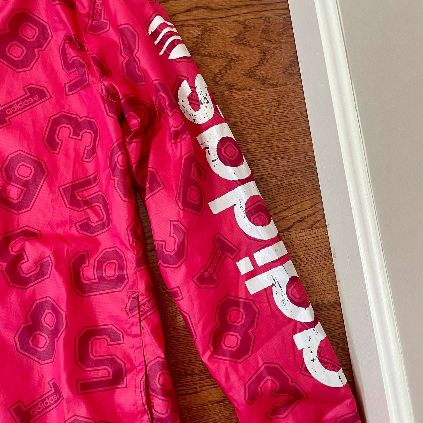 adidas hot pink printed windbreaker jacket S