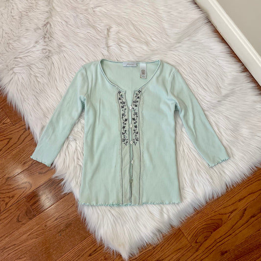 jh collectibles mint embroidered button front top M