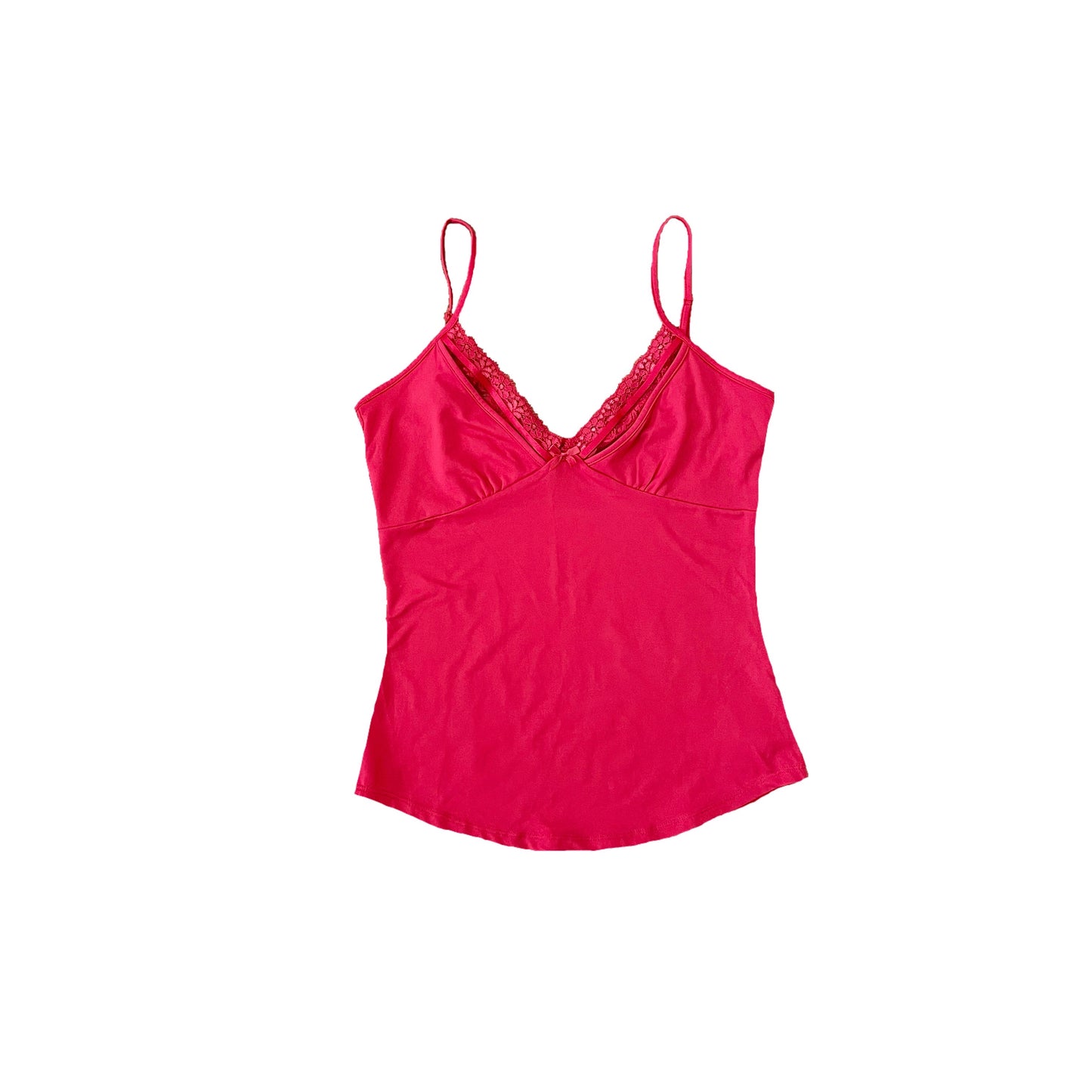 zara red lace trim cami top