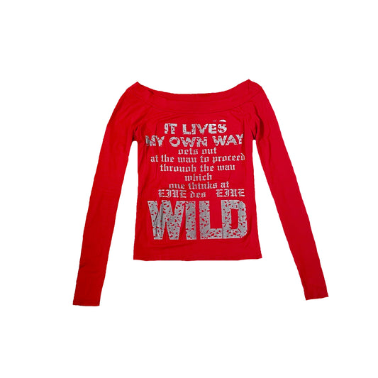 #NEWITEM y2k red off shoulder attitude top M